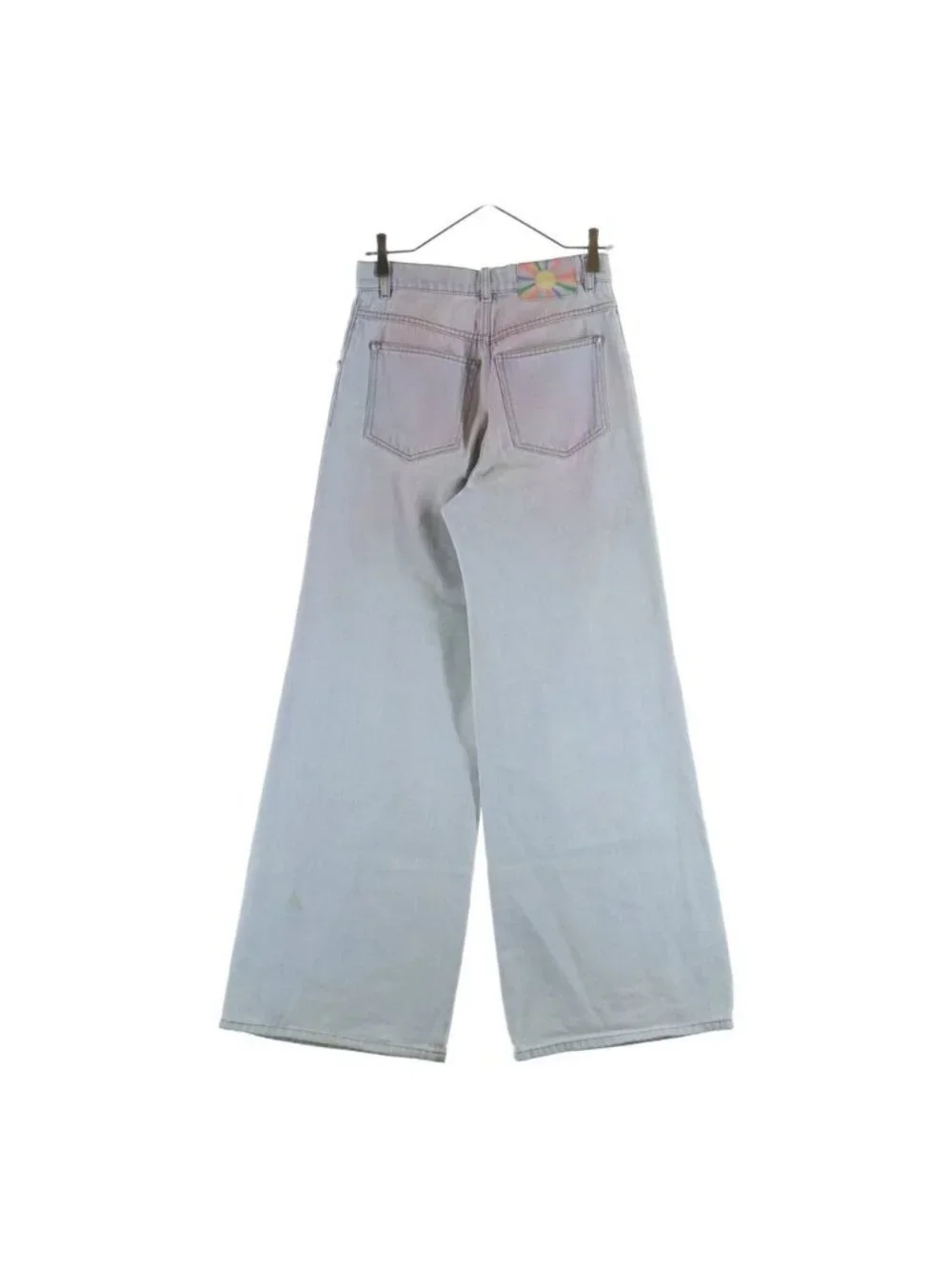 Chanel CC Logo Button Gradient Wide Denim Pants Indigo